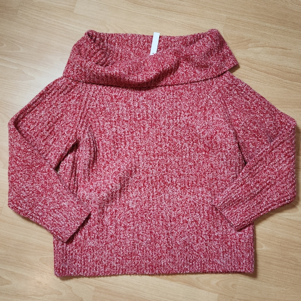 NWT Madewell Merino Wool Cotton-Blend Off-Shoulder Pink Sweater Size XXL
